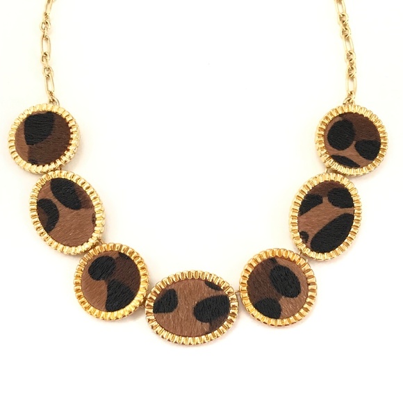 TALBOTS Statement Necklace Leopard Print Black and Gold - Picture 15 of 15